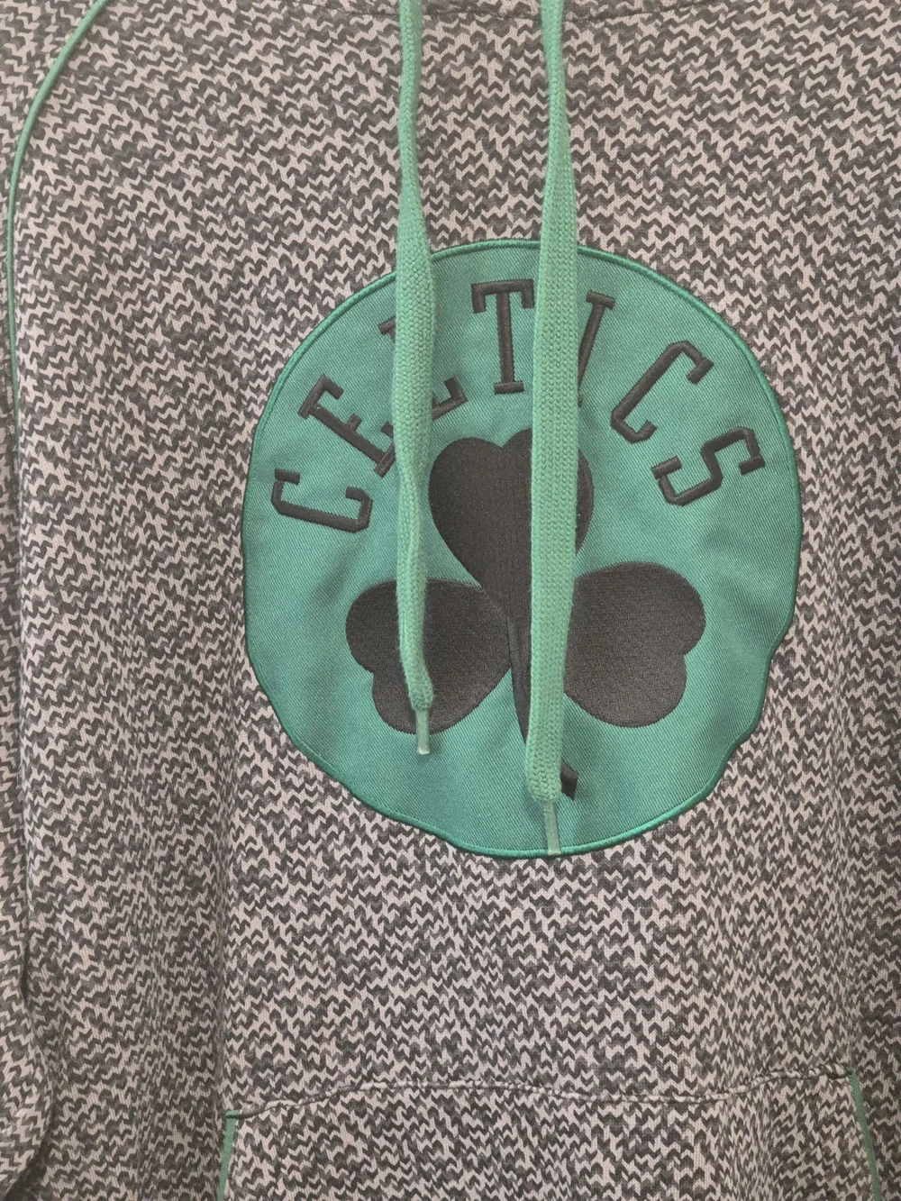 adidas Gray & Green Celtics Pullover Hoodie